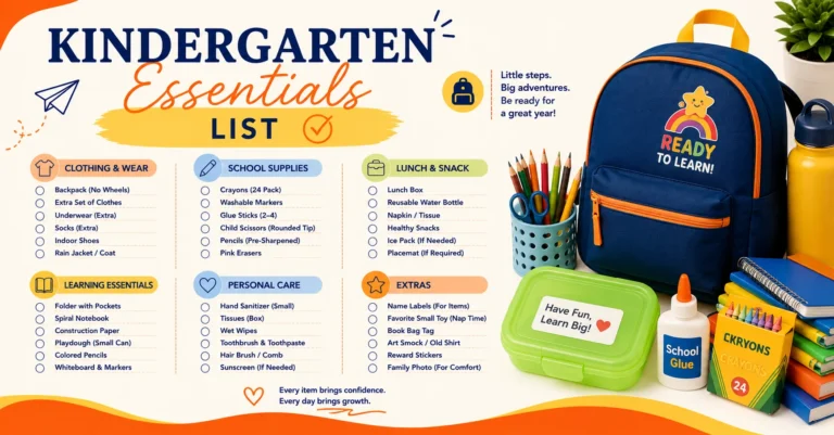 Kindergarten Packing List