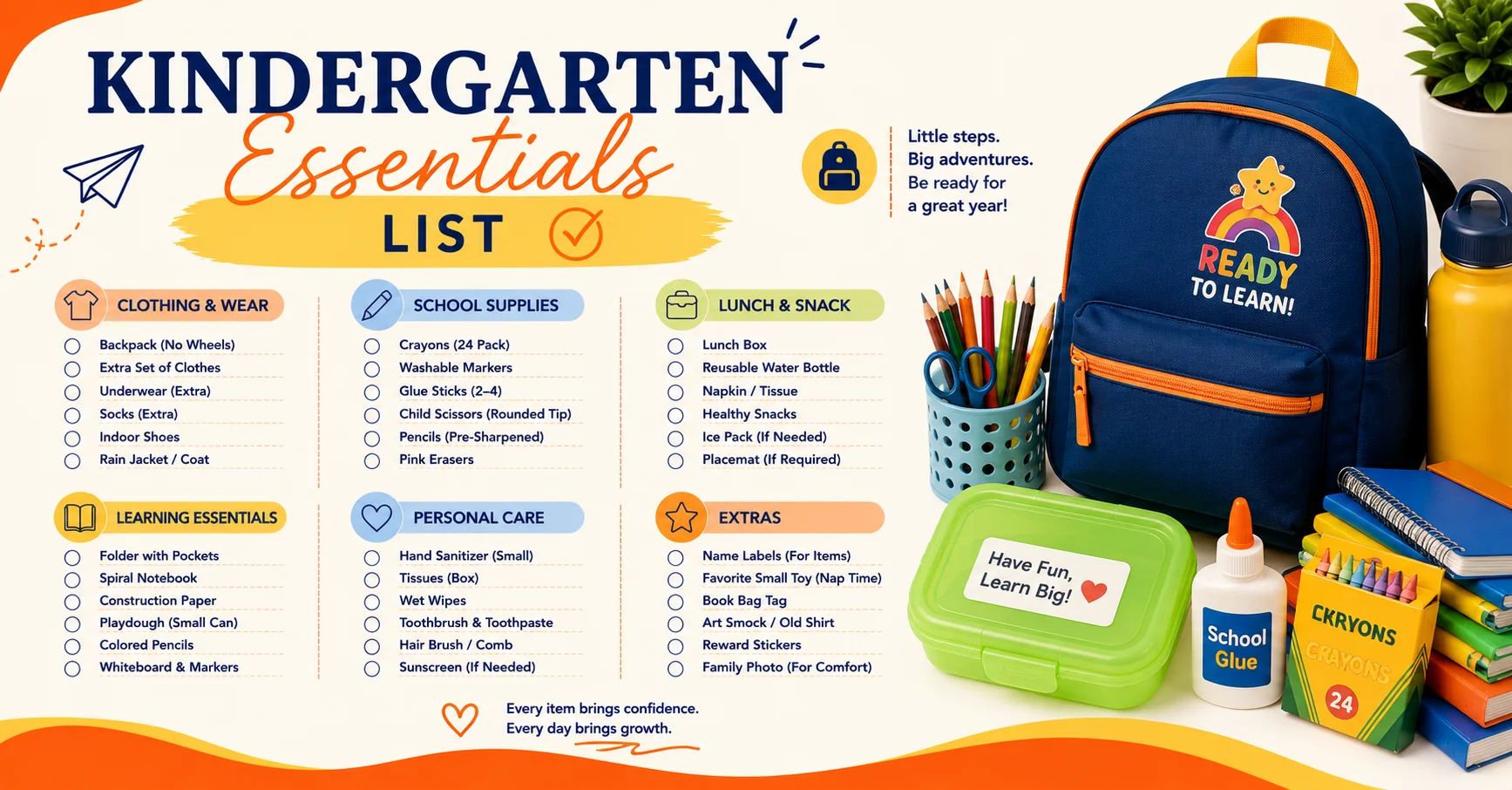 Kindergarten Packing List