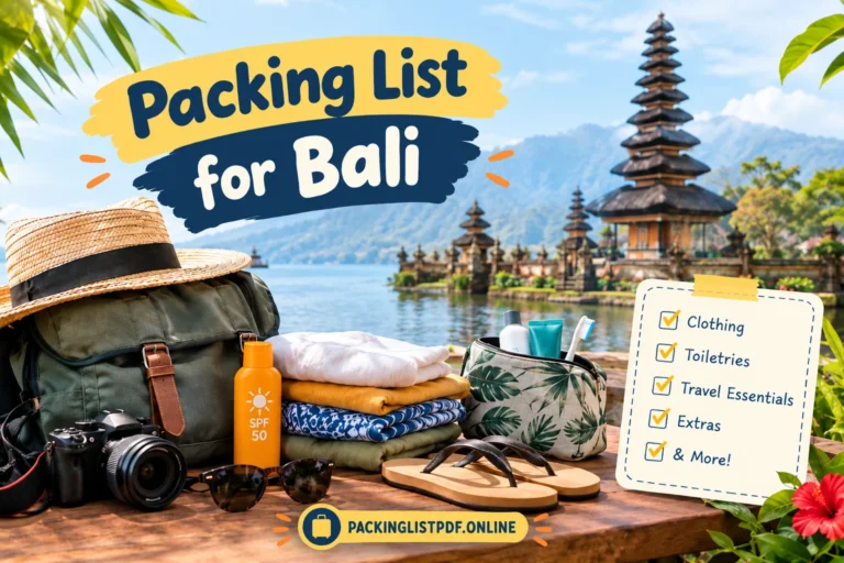 Packinglist for Bali